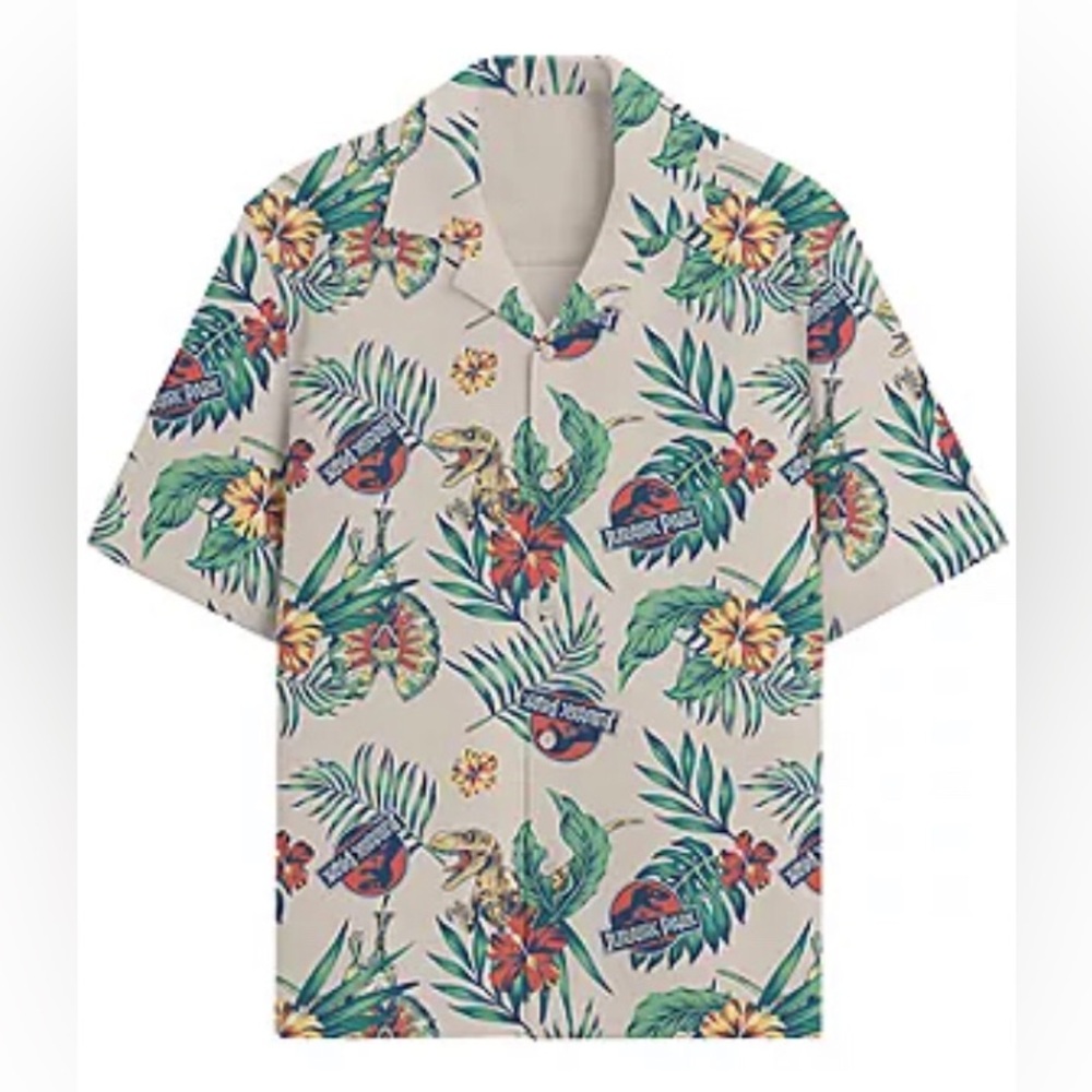 NEW Jurassic Park‎ Mens XL Short Sleeve Jurassic World Button-Down Shirt